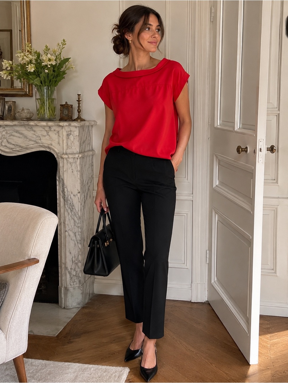 RED Valentino Archival Lipstick Red Blouse Top Crystal Buttons NWOT IT 44